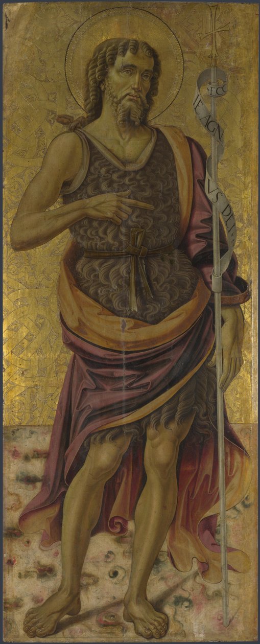 圣坛的施洗者圣约翰：《圣母子与圣徒》，约1475年 作者 Bartolomeo Caporali