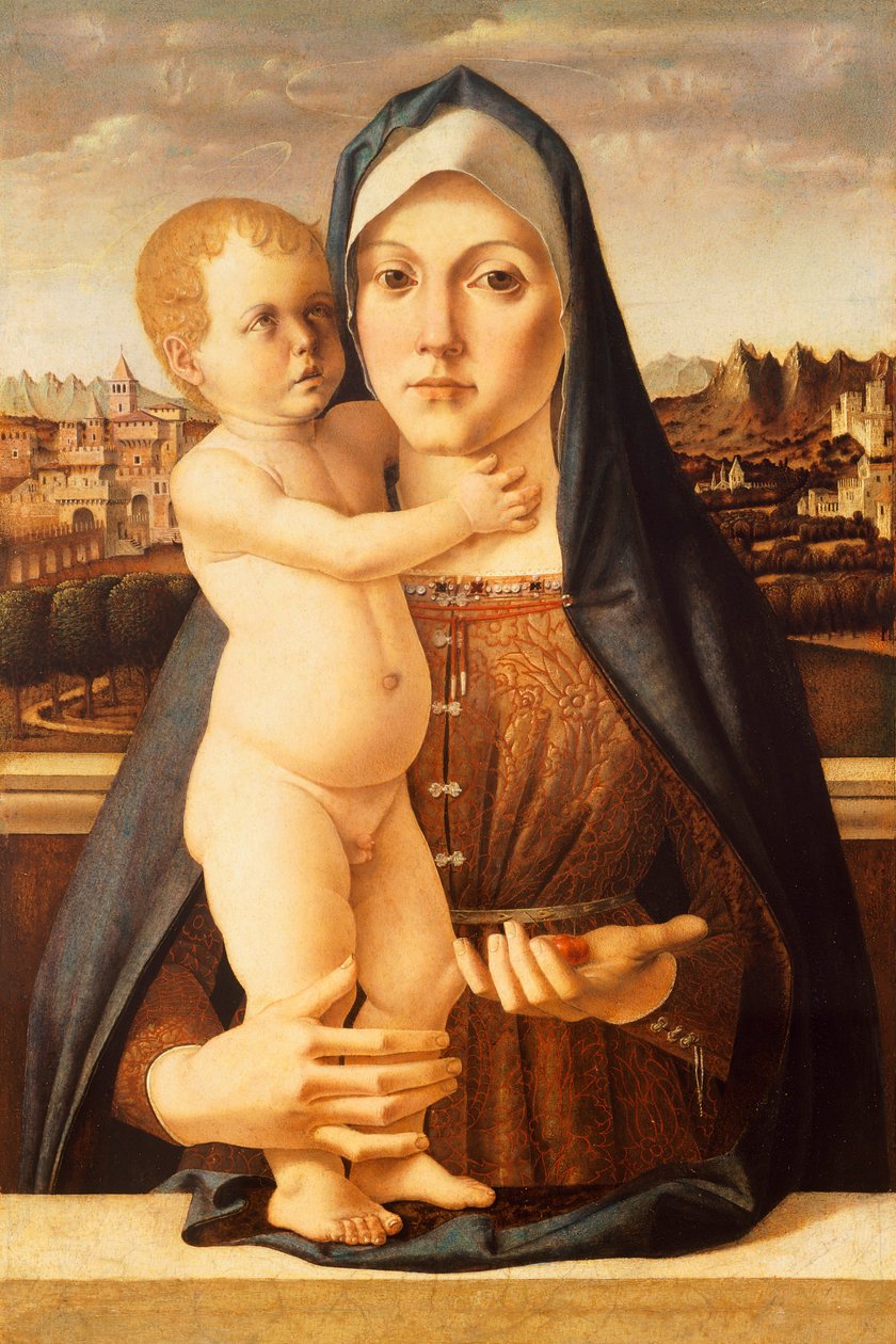 圣母与圣婴》，巴托洛梅奥-蒙塔尼亚（Bartolomeo Montagna，约 1450-1523 年）创作，60x42 厘米 作者 蒙大拿州Bartolomeo