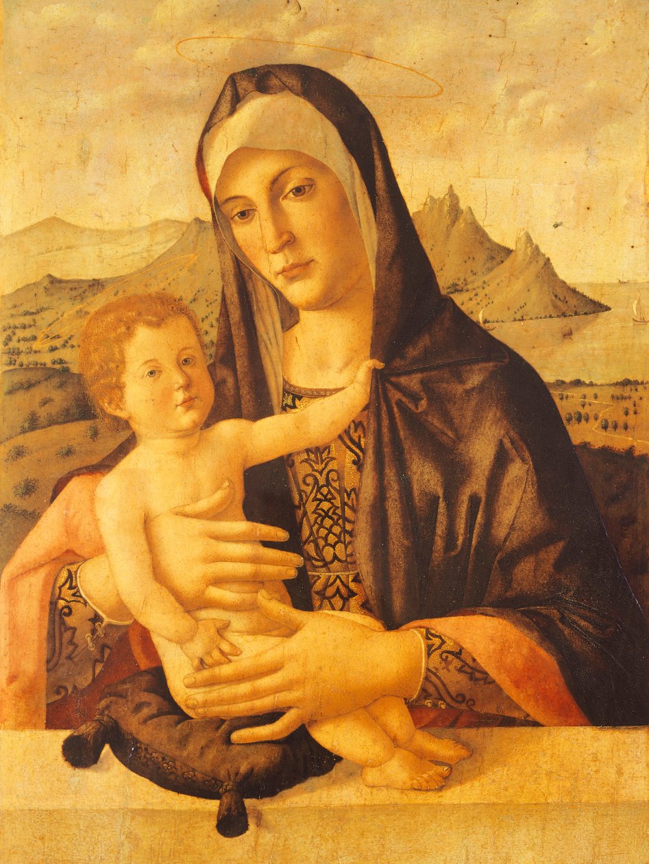 坐着的麦当娜和圣子，作者：巴托洛梅奥·蒙塔尼亚（Bartolomeo Montagna，约 1450-1523 年） 作者 蒙大拿州Bartolomeo