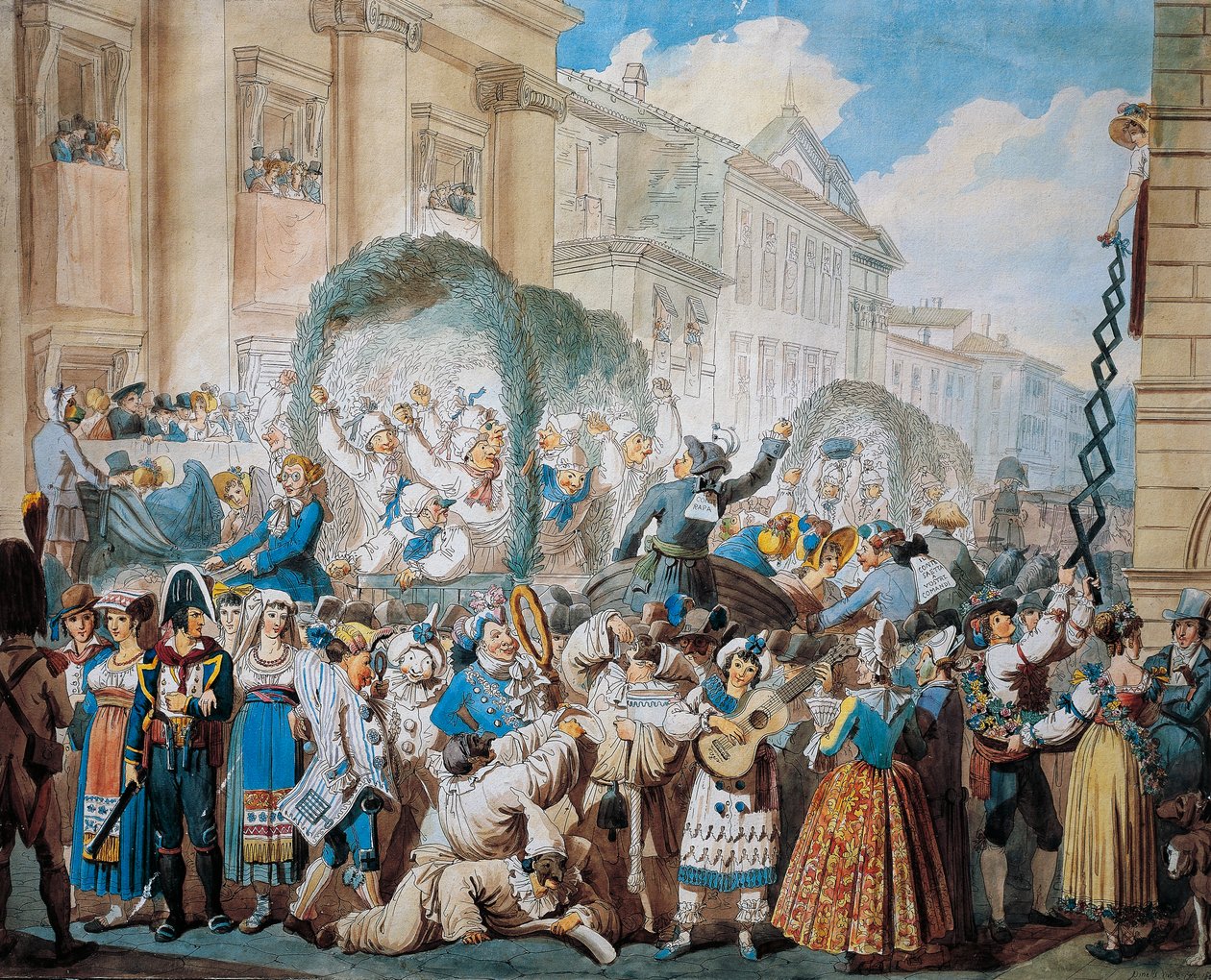 罗马San Carlo al Corso的骑士场景，由Bartolomeo Pinelli（1781-1835）创作。 作者 Bartolomeo Pinelli