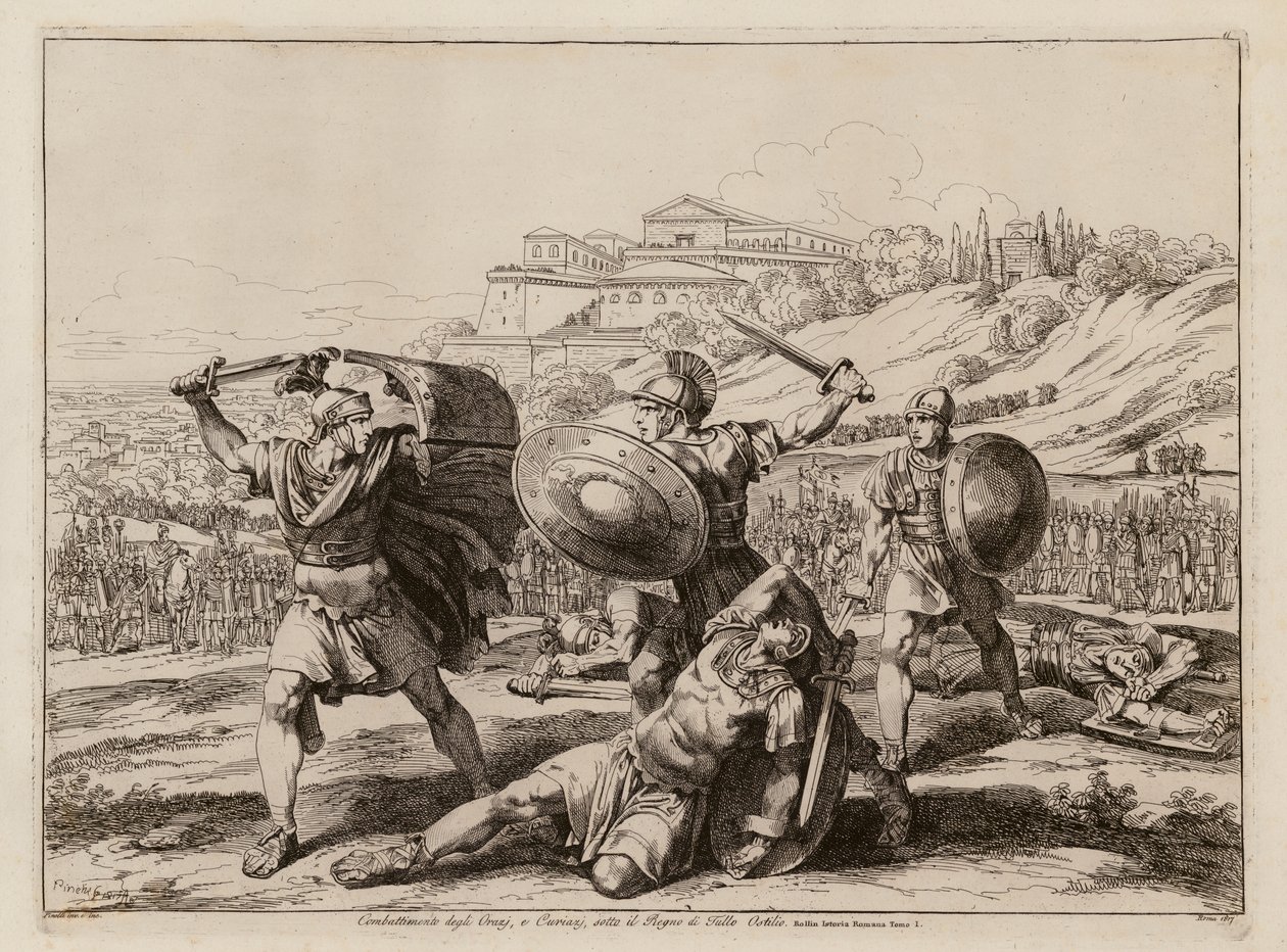 霍拉提和库里亚提之战（蚀刻版画） 作者 Bartolomeo Pinelli