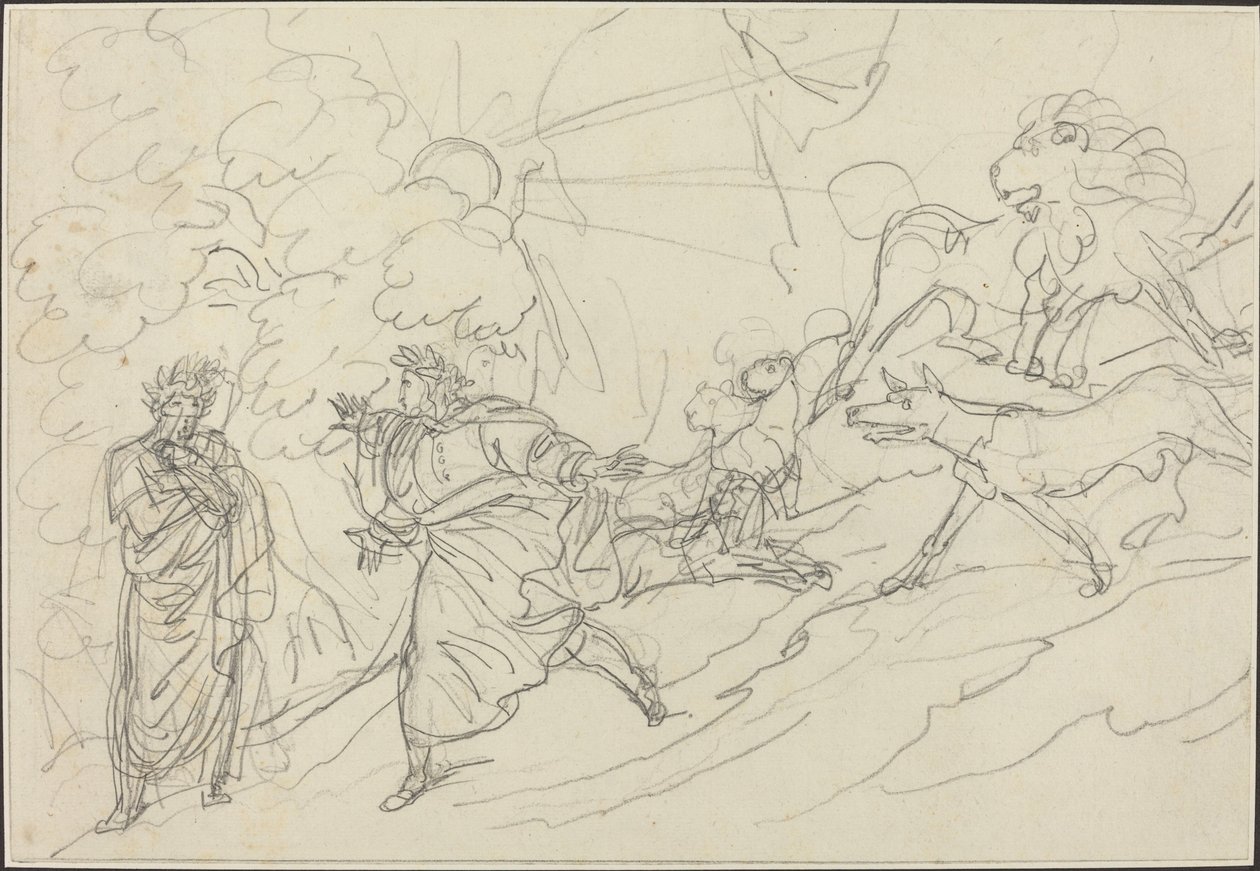 但丁逃离了野兽，遇到了维吉尔 作者 Bartolomeo Pinelli