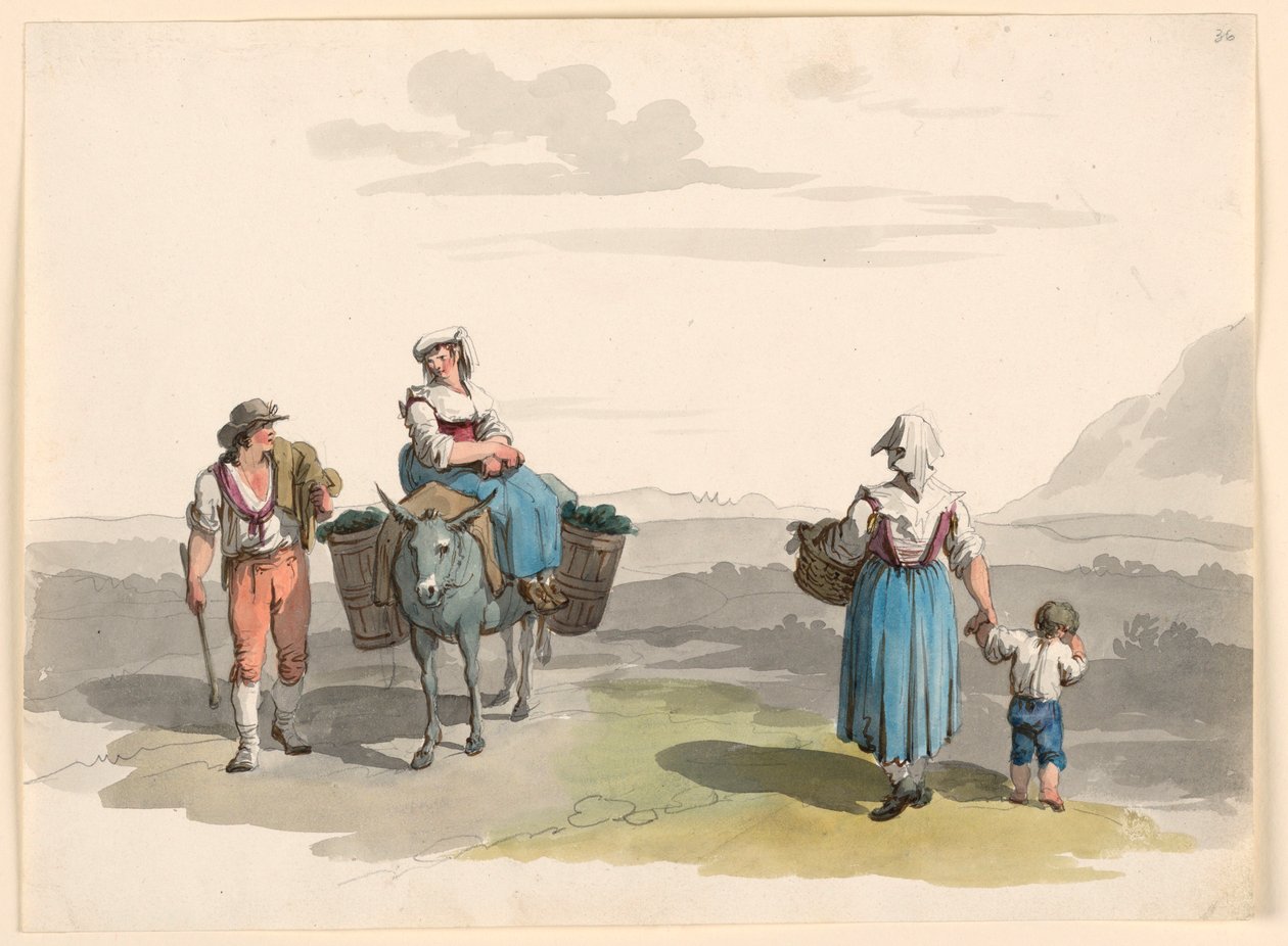 绘画，通往蒂沃利的路上，1807-1808 年 作者 Bartolomeo Pinelli