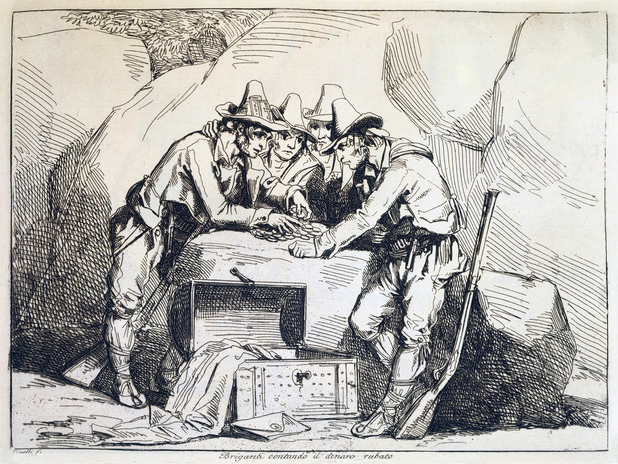 巴托洛梅奥-皮内利（1781-1835）创作的《群盗》，雕版印刷 作者 Bartolomeo Pinelli