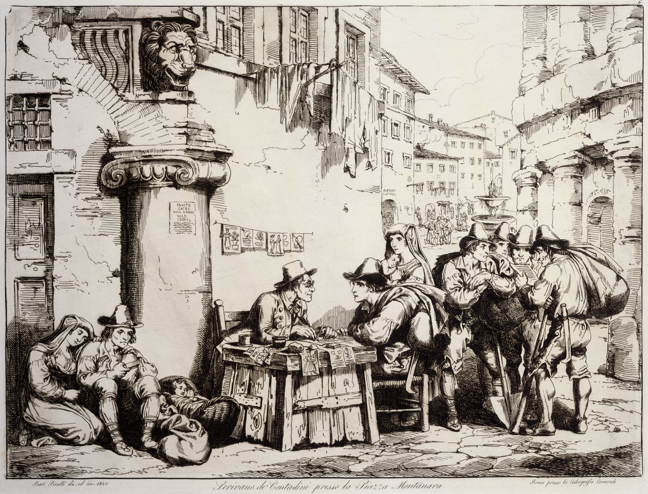 罗马蒙塔纳拉广场的抄写员 作者 Bartolomeo Pinelli