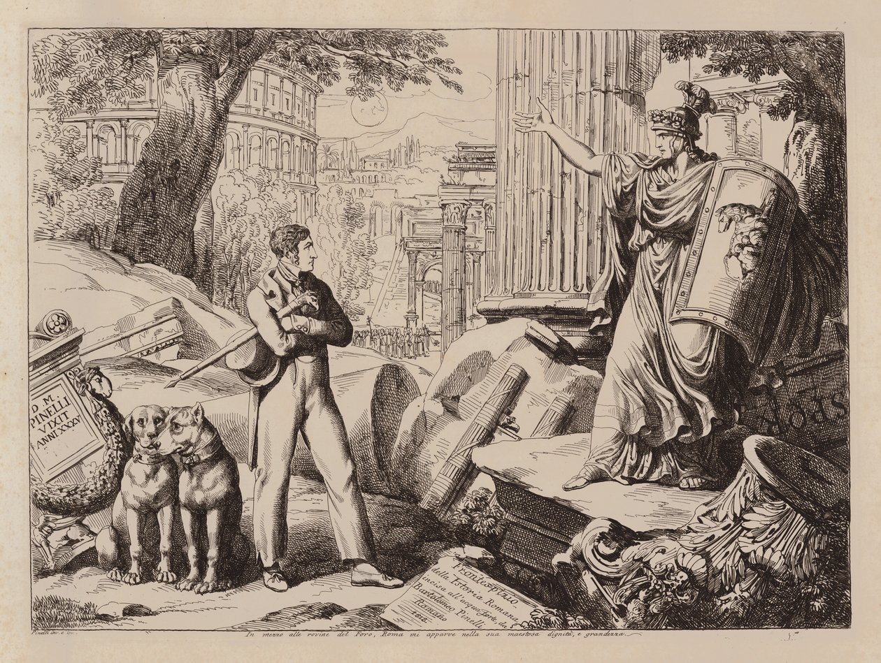 罗马广场上的雕像（蚀刻版画） 作者 Bartolomeo Pinelli