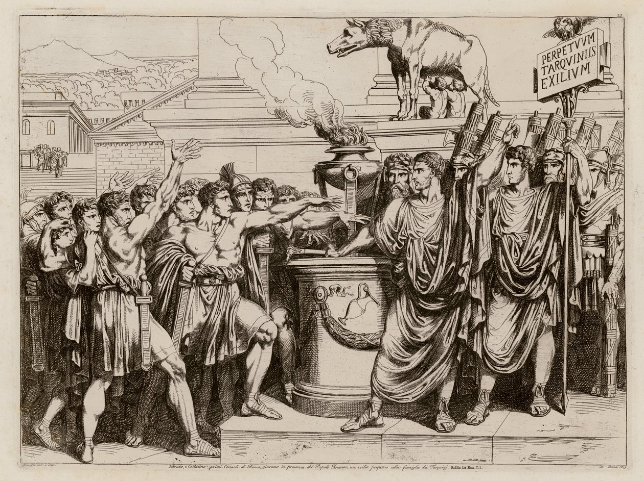 布鲁图的誓言（蚀刻版画） 作者 Bartolomeo Pinelli