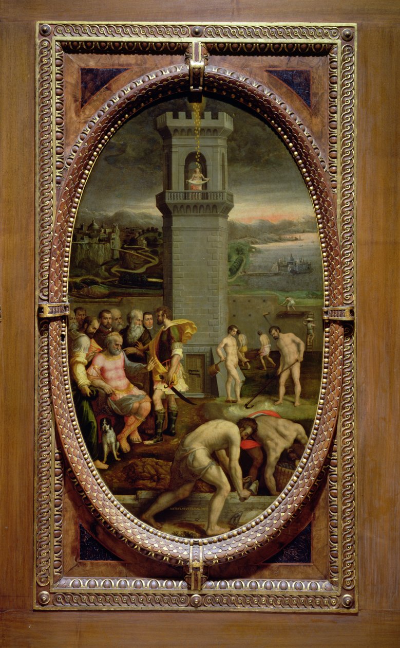 达娜厄，1572年（石板上油） 作者 Bartolomeo di Mariano Traballesi