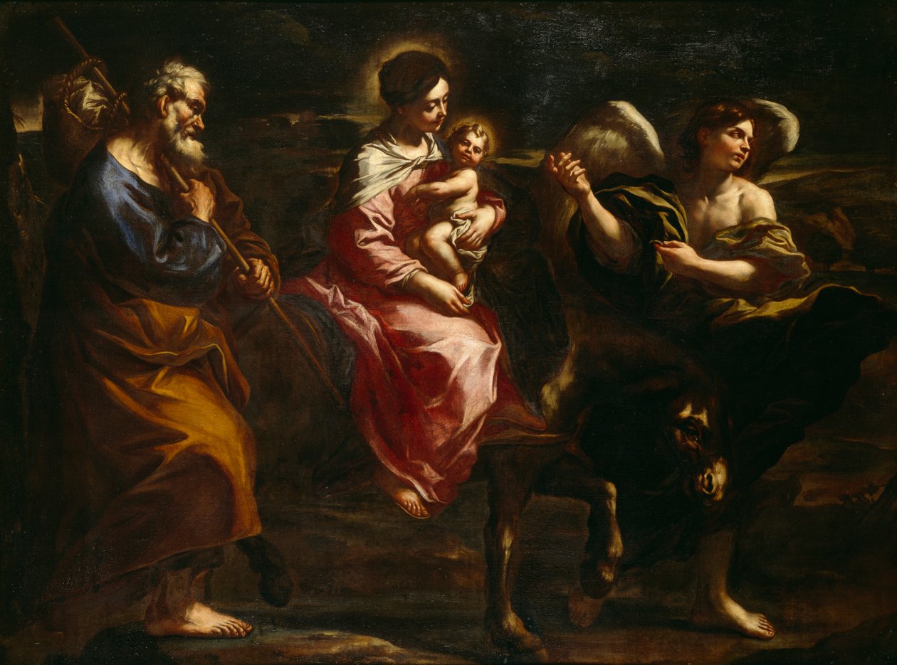 逃往埃及（布面油画） 作者 Bartolommeo Biscaino