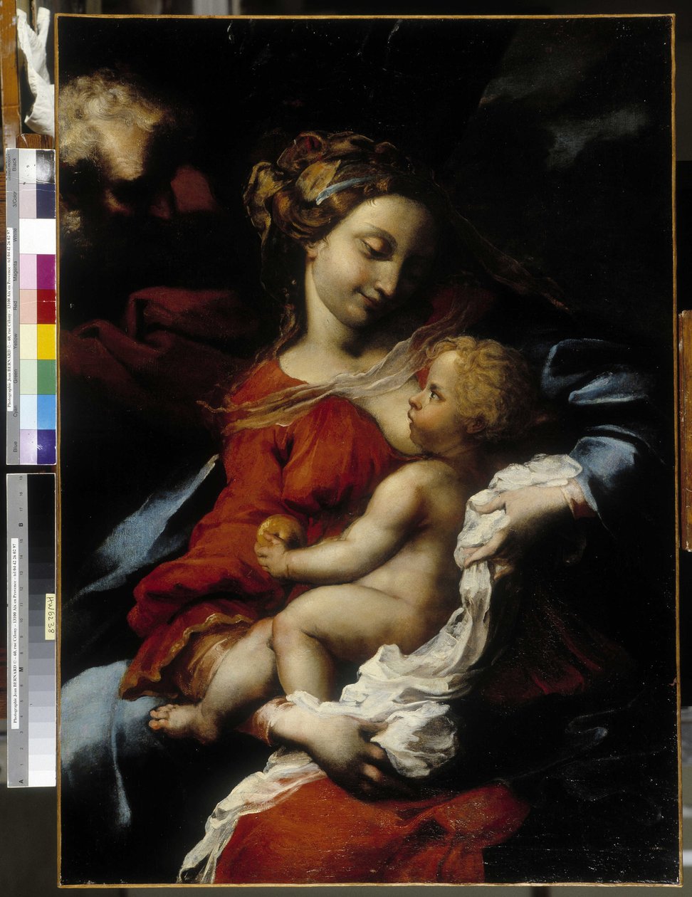 The Holy Family (oil on canvas) 作者 Bartolommeo Biscaino