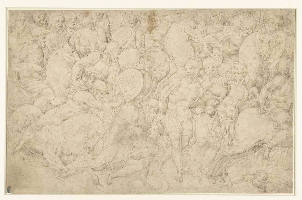骑兵和步兵之间的搏斗以及带走俘虏 作者 Bartolommeo Neroni（归属于）