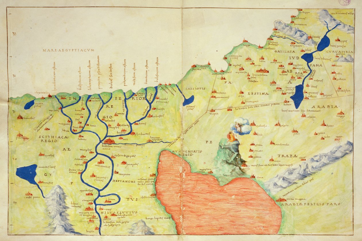 中东，来自威尼斯33地图的世界地图集，1553年9月1日（皮革上的墨水）（另见330964） 作者 巴蒂斯塔·阿格尼斯