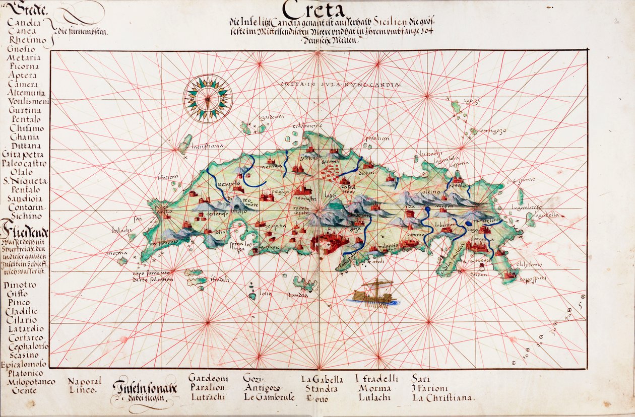 克里特岛地图 1554 作者 巴蒂斯塔·阿格尼斯