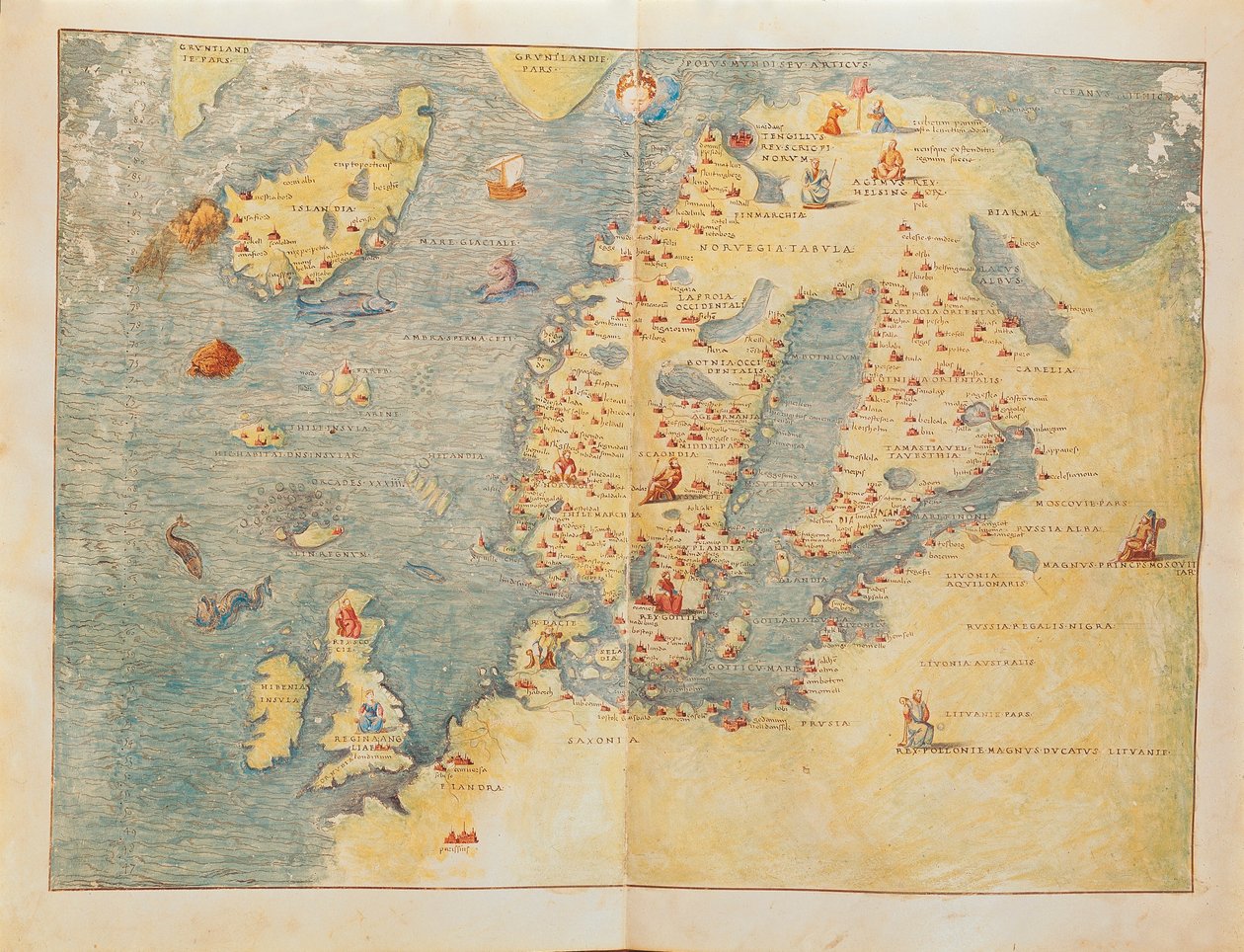 北欧地图，出自巴蒂斯塔-阿涅塞的波托兰地图集 作者 巴蒂斯塔·阿格尼斯