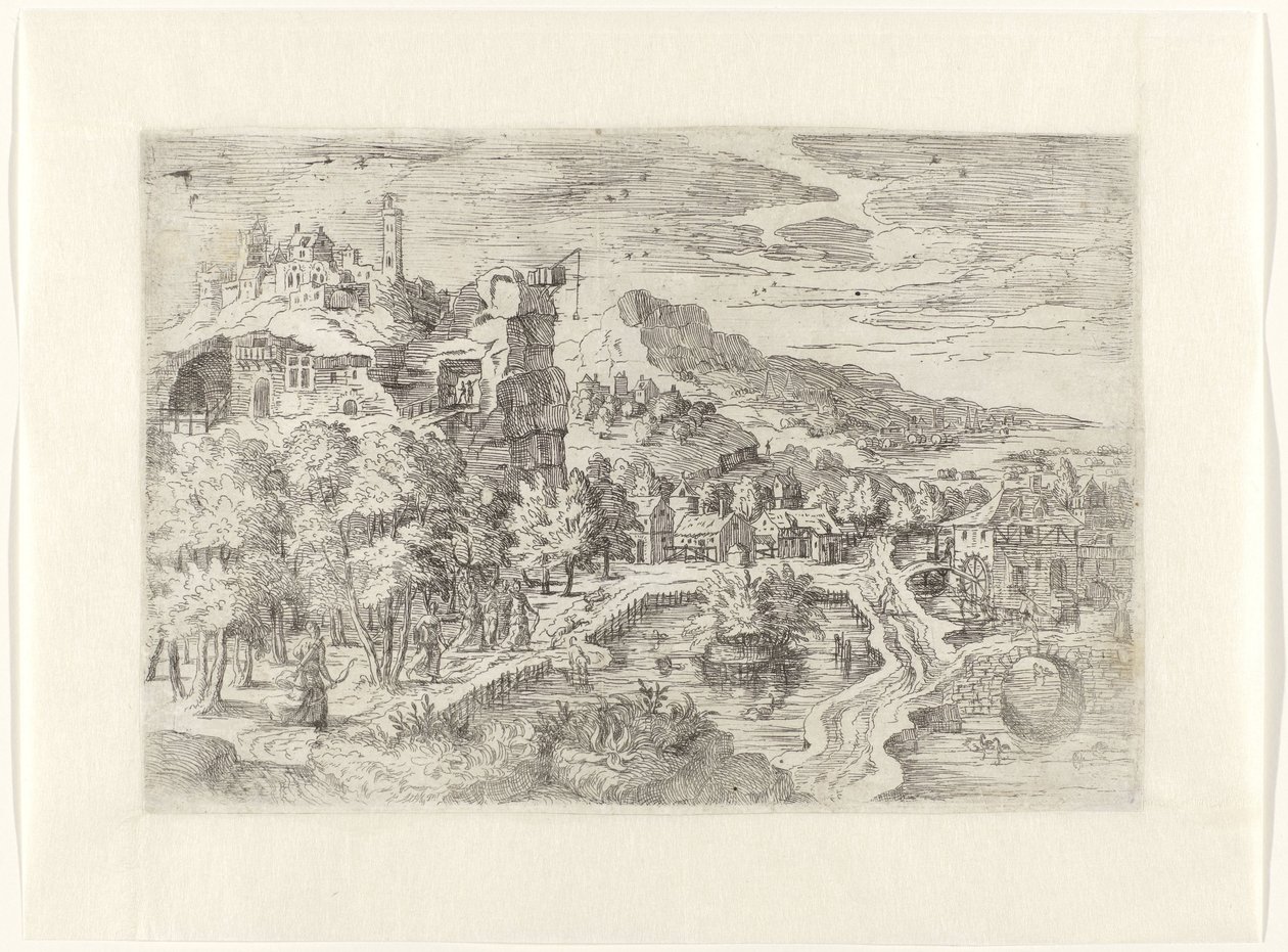 狩猎妇女的风景 作者 Battista Angolo del Moro（归属于）