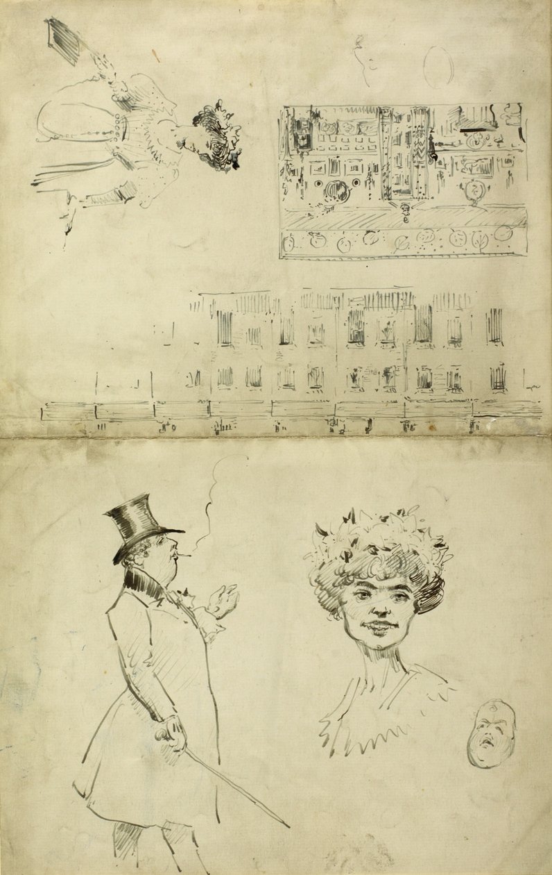 奥斯卡王尔德的漫画，1882-84 作者 比阿特丽克斯·惠斯勒