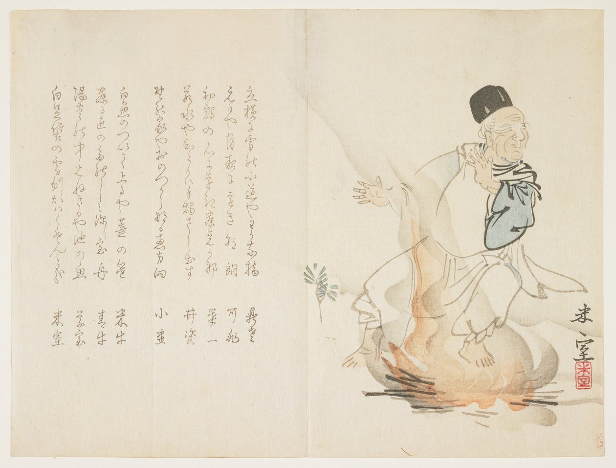 男人和篝火，c.1855-59 作者 贝什图