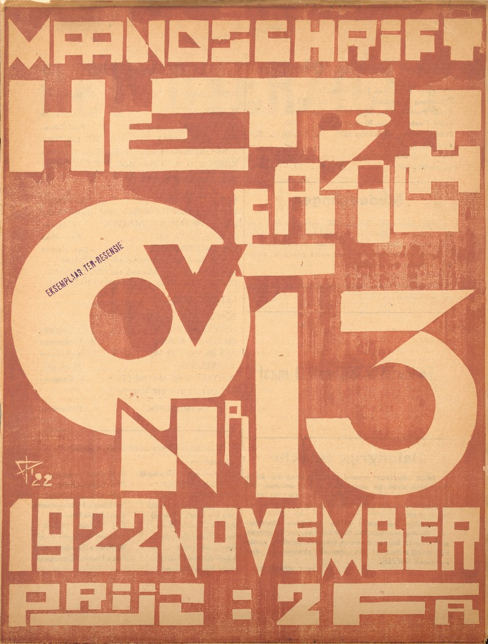 1922年11月发行的《 Hetoverzicht》杂志封面 作者 比利时学校