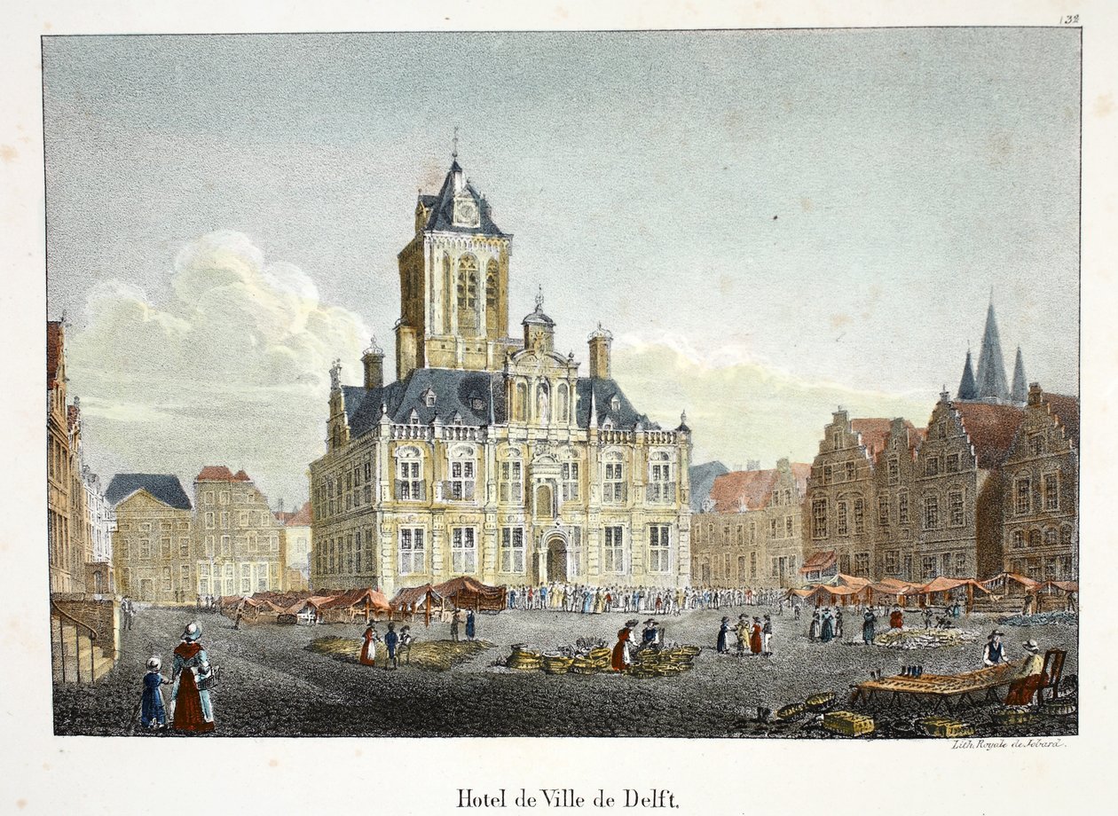 Hotel de Ville de Delft，c.1895（photochrom） 作者 比利时学校