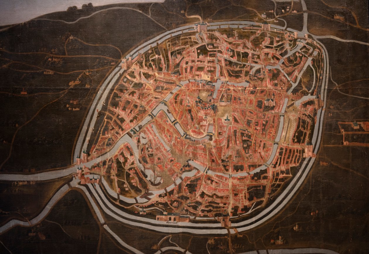 布鲁日地图。 匿名的。 1546-1600。 细节（绘画） 作者 比利时学校