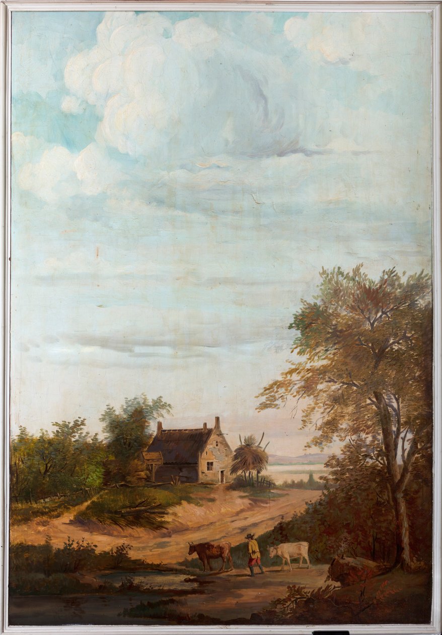 后面的第二个后室，会议室，古典风格的乡村场景壁画，可能是1810年左右，场景7 作者 比利时学校