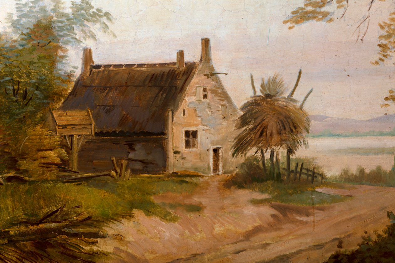 后面的第二个后室，会议室，古典风格的乡村场景壁画，可能是1810年左右，场景7 作者 比利时学校
