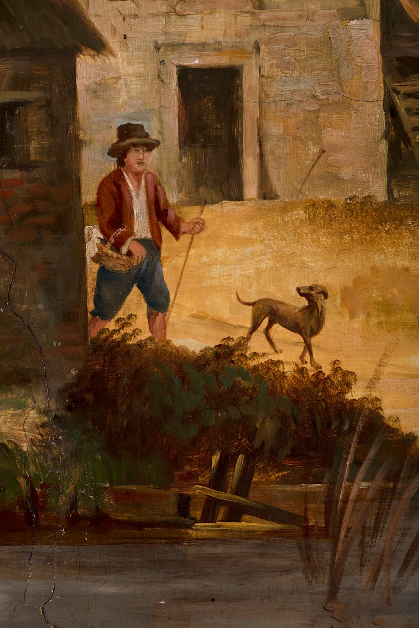 后面的第二个后室，会议室，古典风格的乡村场景壁画，可能是1810年左右，场景3 作者 比利时学校