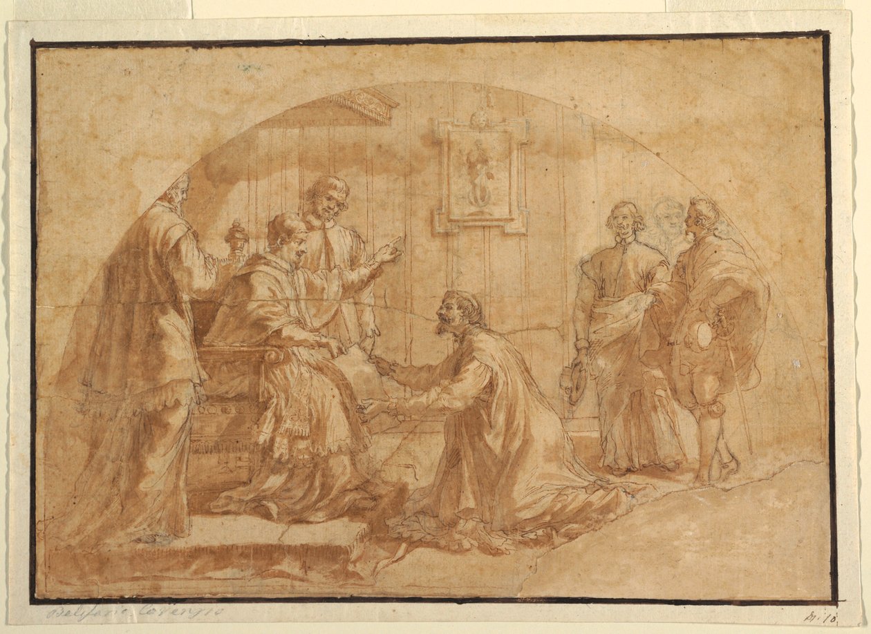 绘画，教皇接见来访者，1590-1646 年 作者 贝利萨里奥·科林齐奥（Belisario Corenzio）