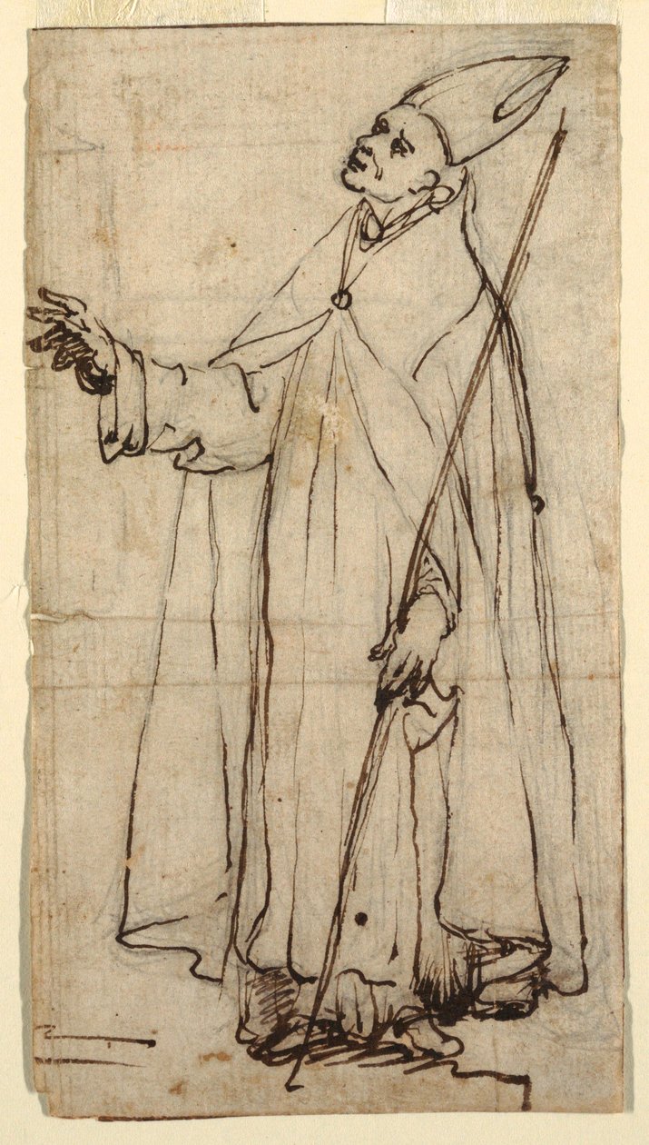 素描，站立的主教，约 1620 年 作者 贝利萨里奥·科林齐奥（Belisario Corenzio）