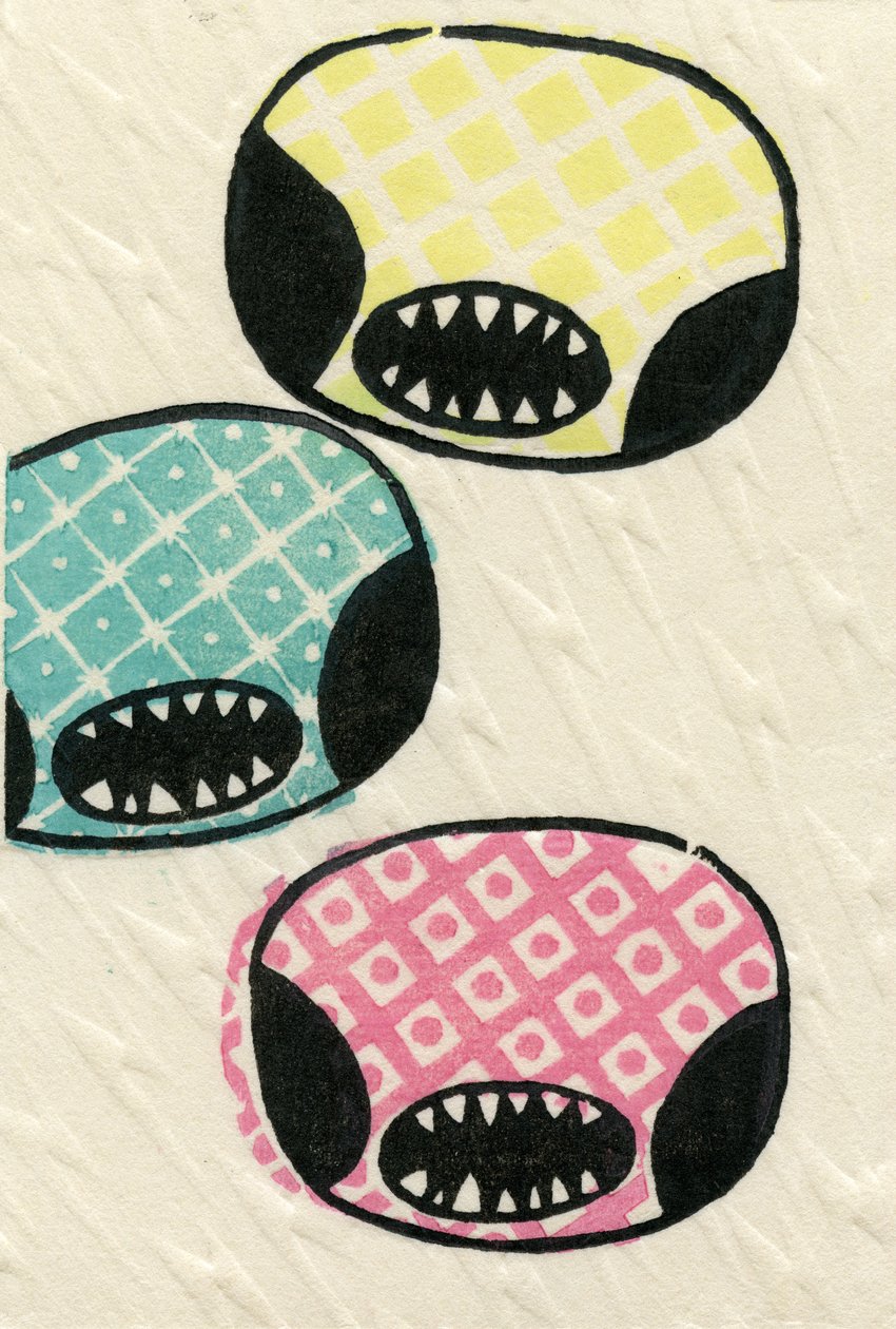 中国怪兽，2012年（woodblock on the washi） 作者 贝拉·拉尔森（Bella Larsson）