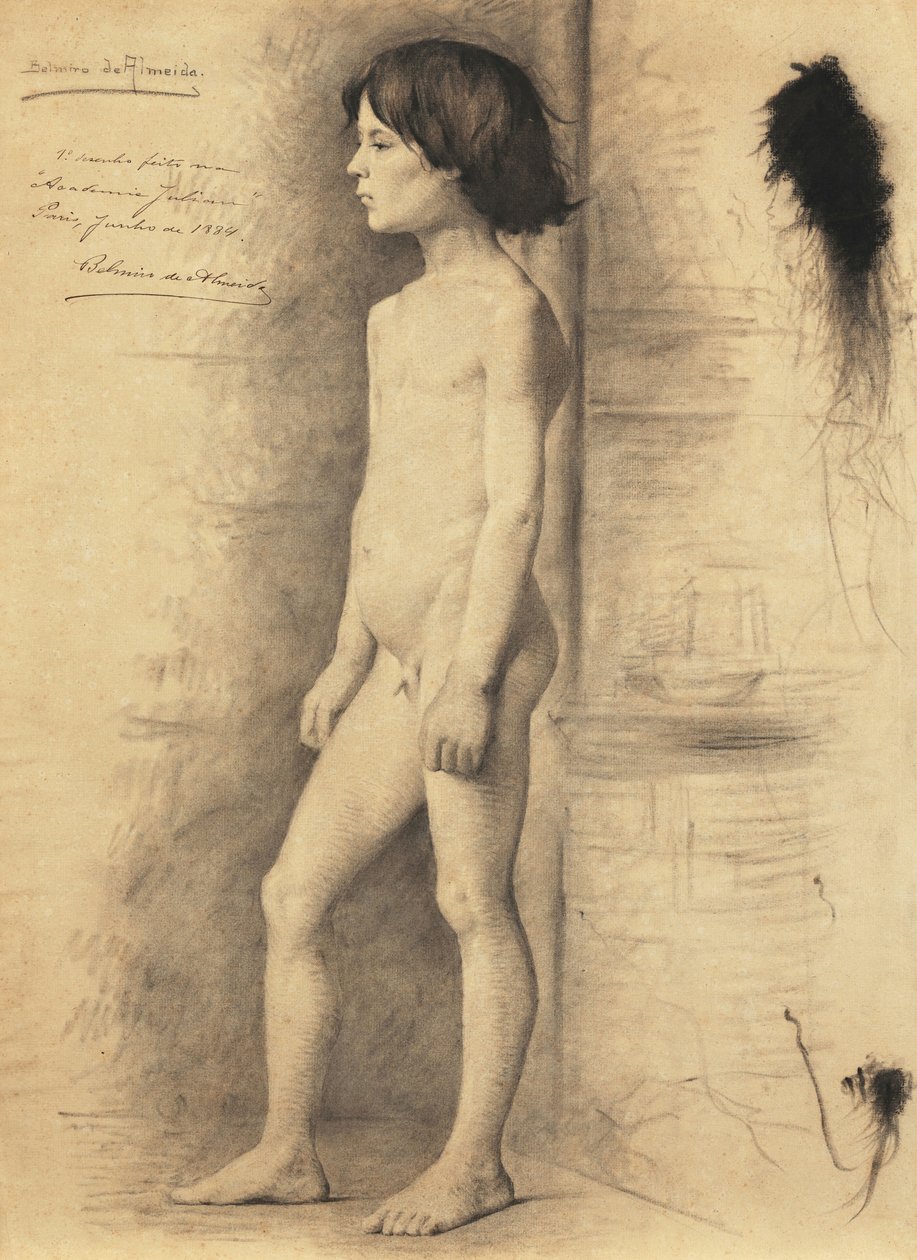 男孩侧面裸体研究 作者 Belmiro de Almeida