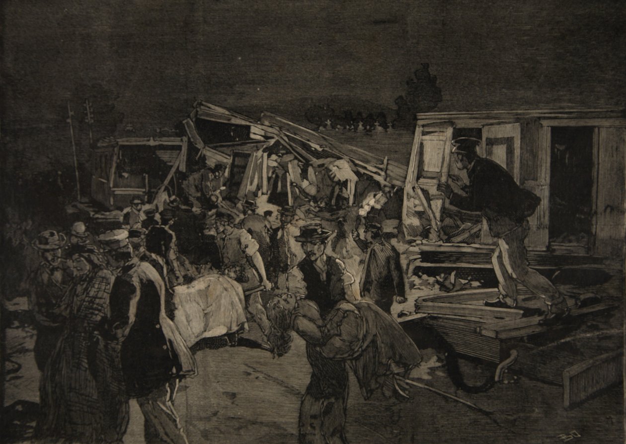 Moirans的脱轨，来自&39;Le Petit Parisien&39;，1891年11月8日 作者 Beltrand和Clair Guyot，E。Dete