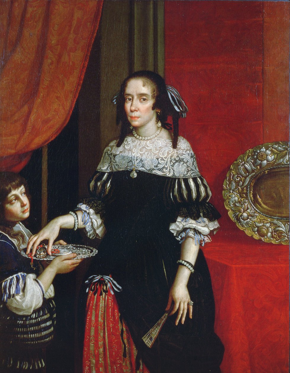 Novellara伯爵夫人Gonzaga的肖像，1666年（对78357） 作者 切萨雷·吉纳里（Cesare Gennari）