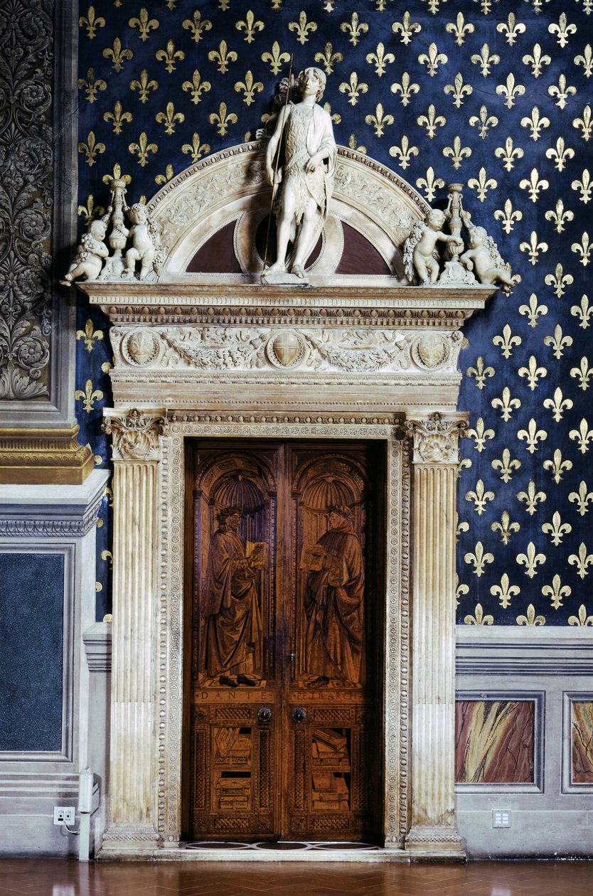 Sala dei Gigli的门框描绘了施洗者圣约翰，1470（大理石）（另见177351） 作者 贝内代托·达·马亚诺