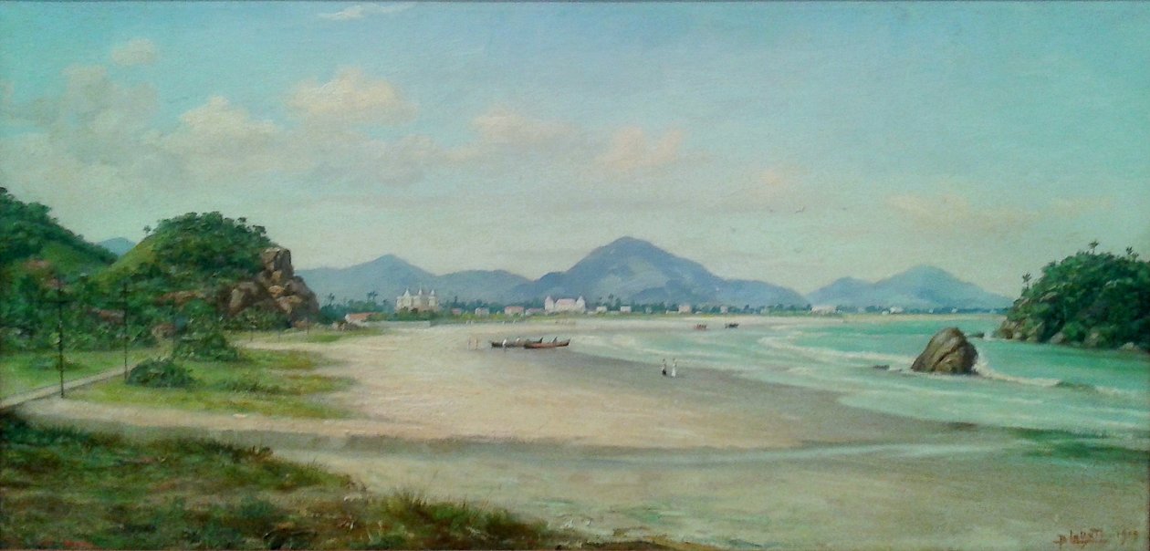 在海滩上的沙滩上的船SeascapenPortugues：海滩与船干燥马林汉 作者 贝尼迪托·卡利克斯托（Benedito Calixto）