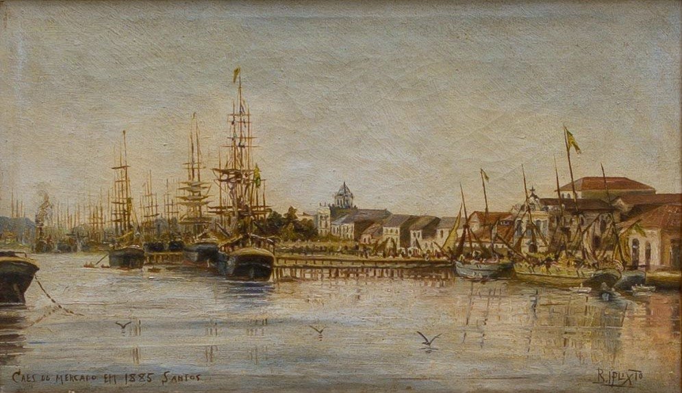 1885年的市场码头：1885年的市场码头 作者 贝尼迪托·卡利克斯托（Benedito Calixto）