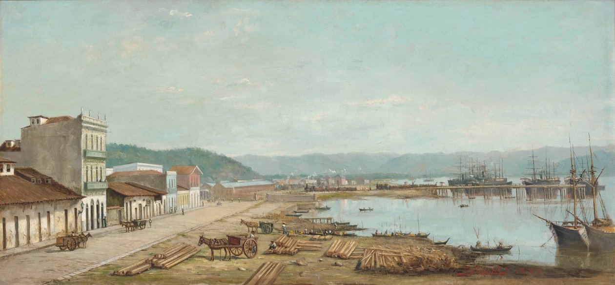 贝内迪托-卡利克斯托 - 圣保罗州桑托斯领事馆港口，1887 年 作者 贝尼迪托·卡利克斯托（Benedito Calixto）