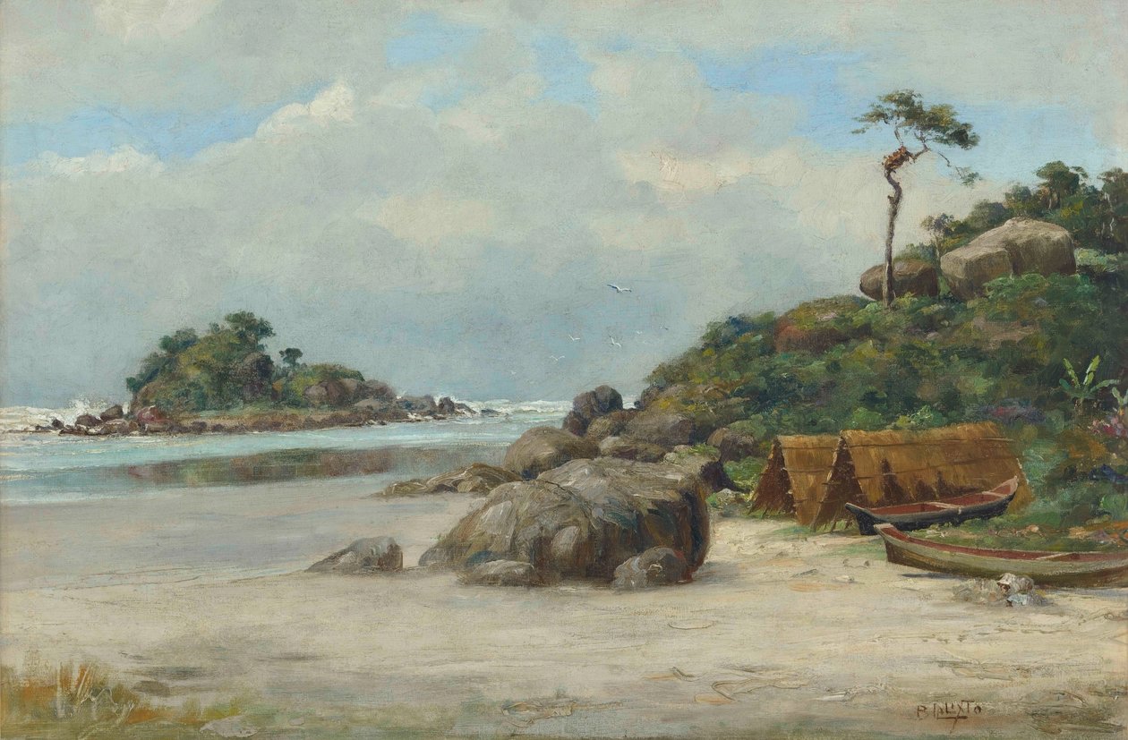 Benedito Calixto - Prainha - Itanhaém (Praia de Itanhaém, SP), 1892 年 作者 贝尼迪托·卡利克斯托（Benedito Calixto）