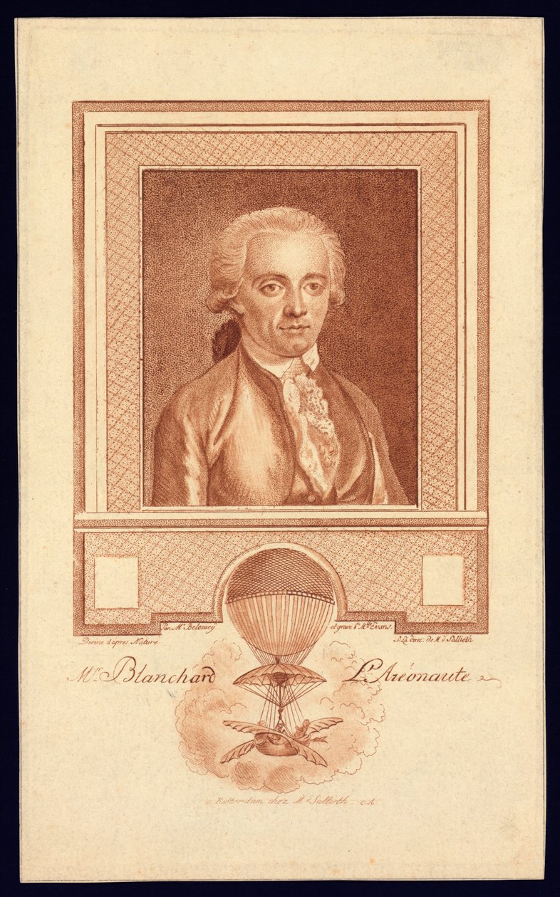 Mr. Blanchard，Aeronaut，c.1780-1800点画雕刻 作者 本杰明·塞缪尔·博洛米