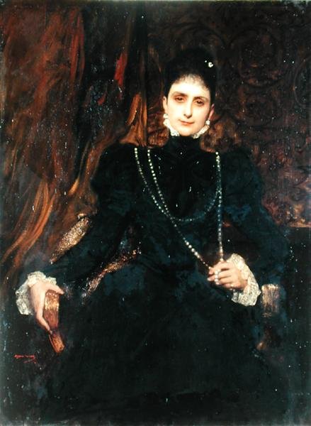 M.S. Derviz夫人的肖像，约1899年（布面油画）。 作者 本杰明·康斯坦斯