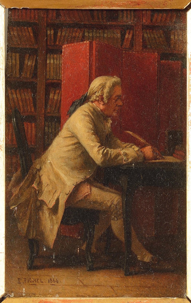 Georges Louis Leclerc, comte de Buffon - 自然学家Georges-Louis Leclerc, Comte de Buffon (1707-1788)的肖像，作者Fichel, Benjamin Eugene (1826-1895)。木板上的油彩 作者 本杰明·尤金·菲歇尔（Benjamin Eugene Fichel）