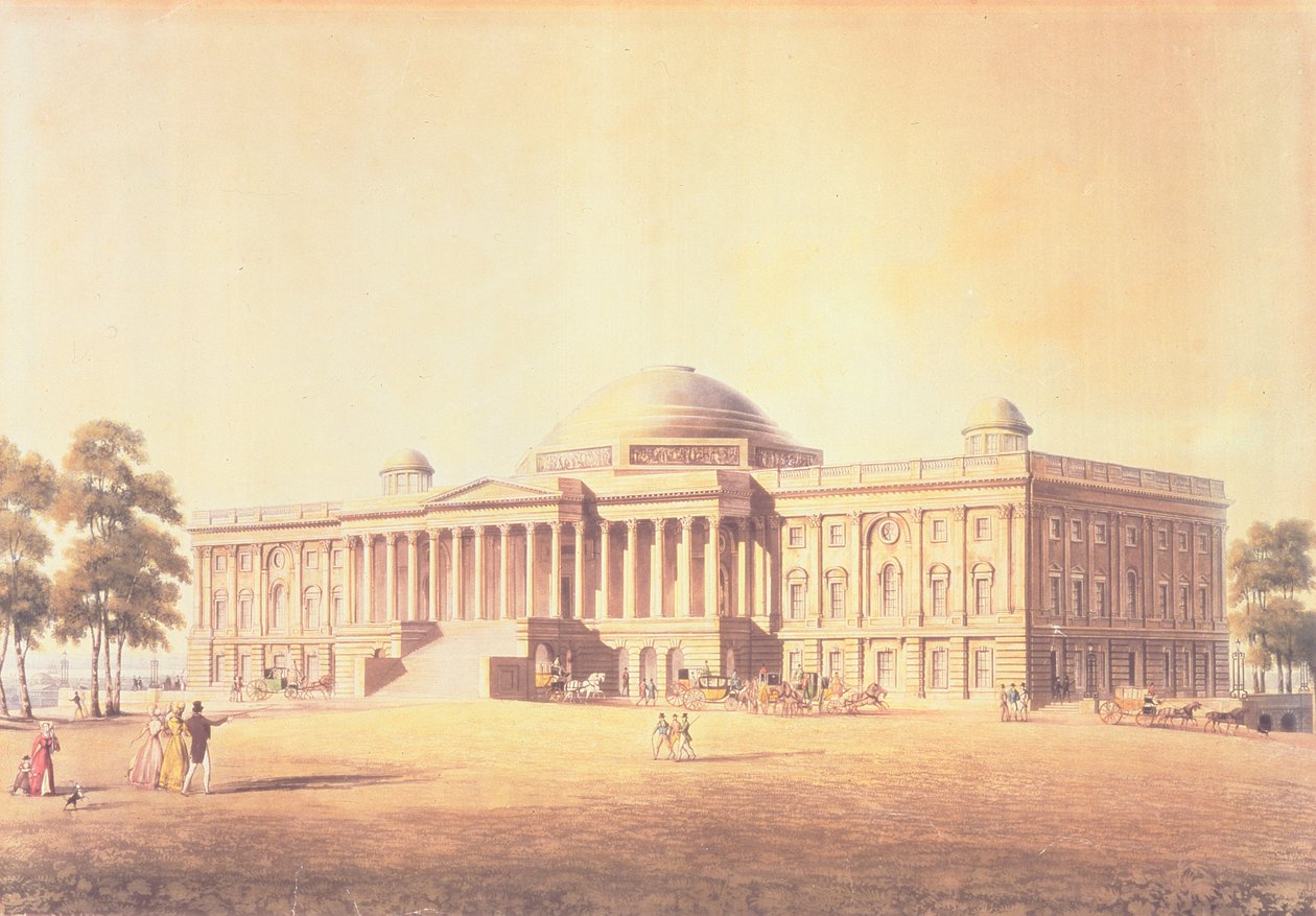 美国国会大厦，由Thomas Sutherland，1825年雕刻（aquatint） 作者 本杰明·亨利·拉特罗布