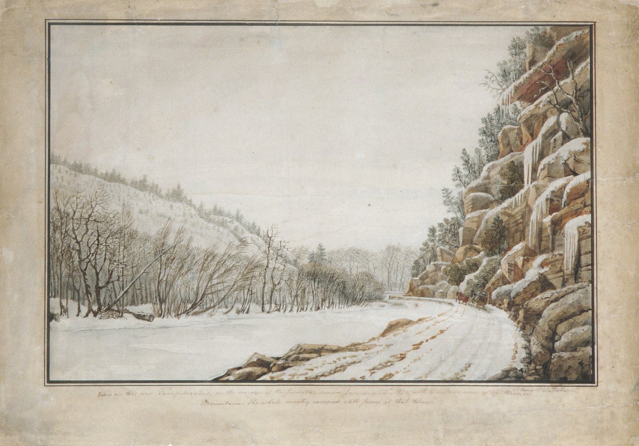 新公路上的风景，在朱尼亚塔河的边缘，有一个远景...，1820年。 作者 本杰明·亨利·拉特罗布