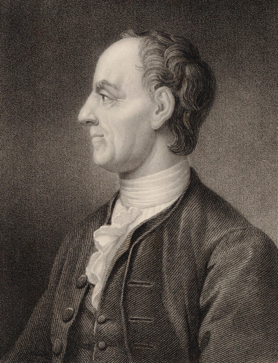 数学家Leonhard Euler 1707-1783的肖像，1850年。 作者 本杰明·霍尔