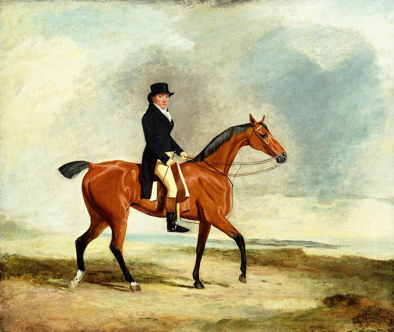 弗朗西斯·康斯特（Francis Const）骑着海湾猎人在海边骑马，1806年 作者 本杰明·马歇尔