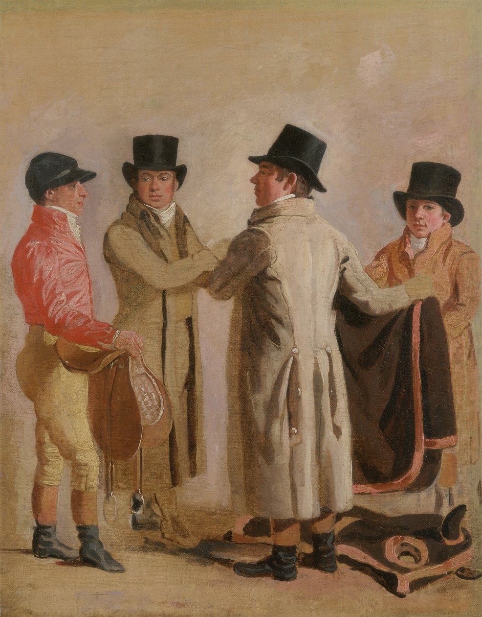 弗兰克·巴克（Frank Buckle），约翰·废物（John Wastel），罗伯特·罗布森（Robert Robson）和马able（油画） 作者 本杰明·马歇尔
