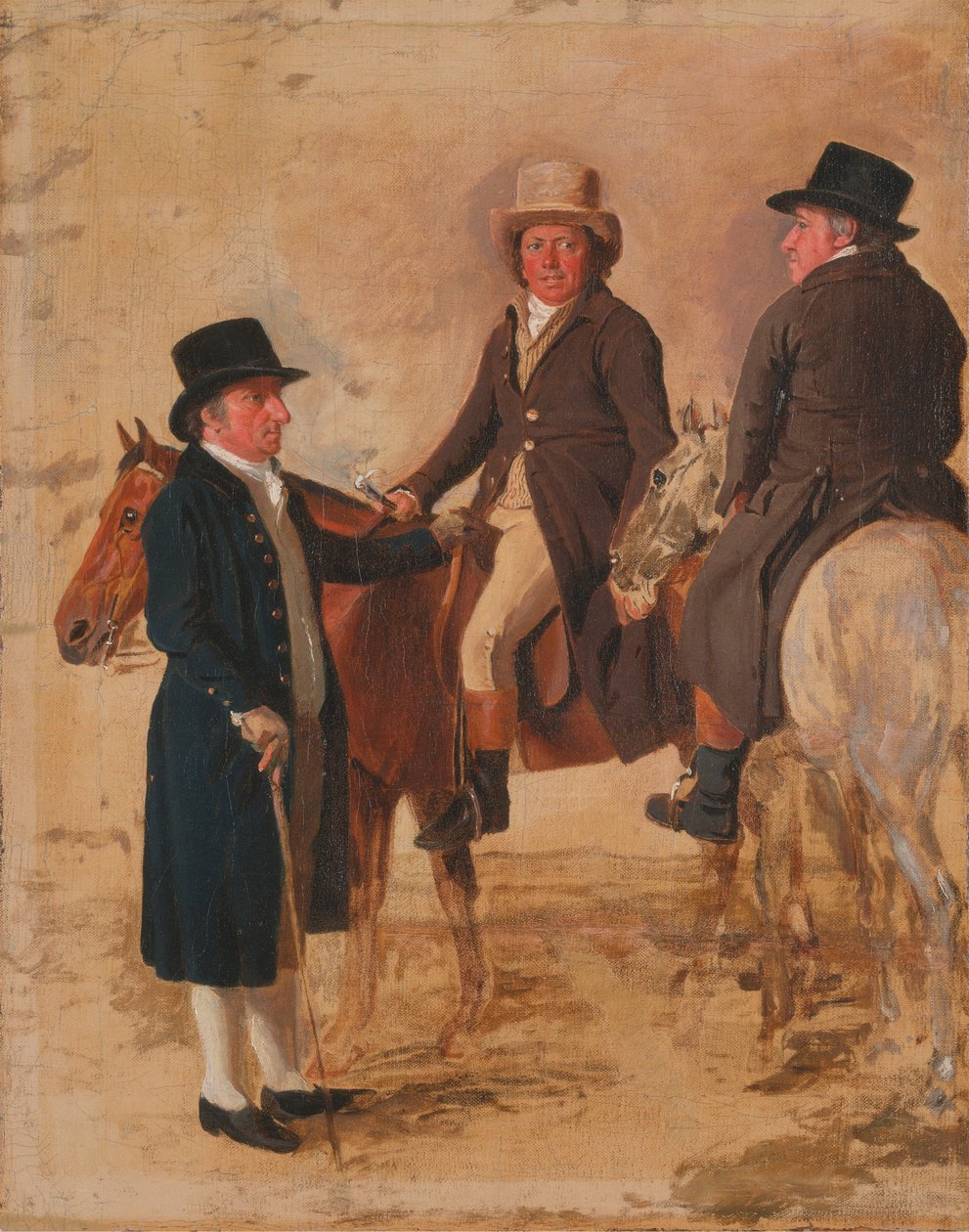 约翰-希尔顿（John Hilton），纽马克特赛马场裁判；约翰-富勒（John Fuller），赛马场书记；约翰-史蒂文斯（John Stevens），驯马师 作者 本杰明·马歇尔
