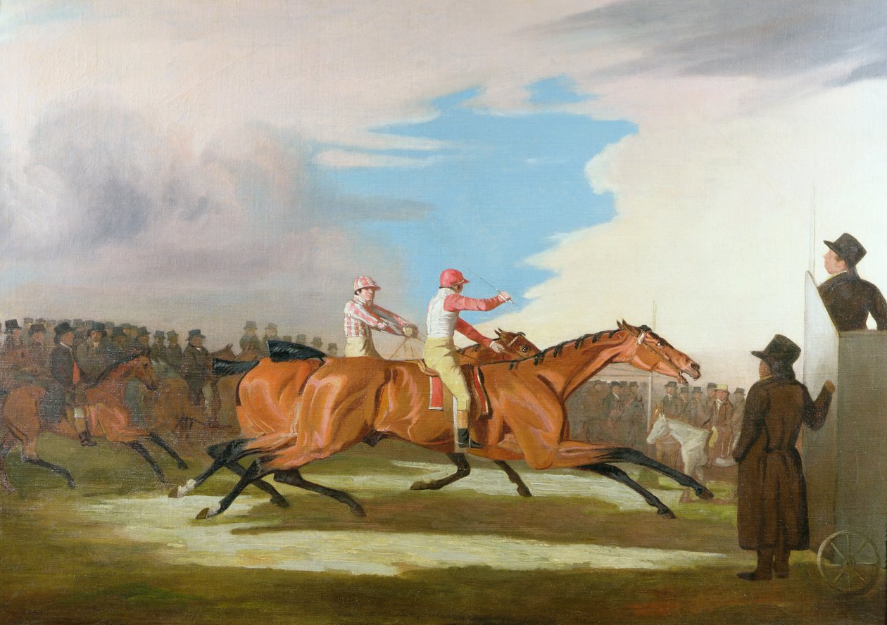 1804年10月31日，Newmarket，亨利梅利什上校的&39;鹰&39;和查尔斯班伯里爵士的&39;埃莉诺&39;之间的比赛 作者 本杰明·马歇尔