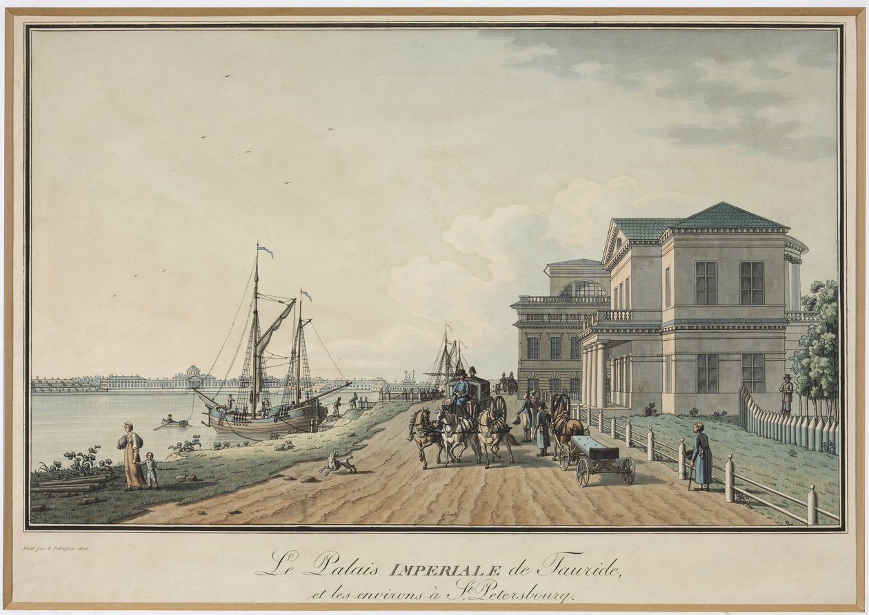 View of the Tauride Palace - Benjamin Paterssen (1748-1815). Etching, watercolour, before 1806. State Museum of the History of Saint Petersburg 作者 本杰明·帕特森