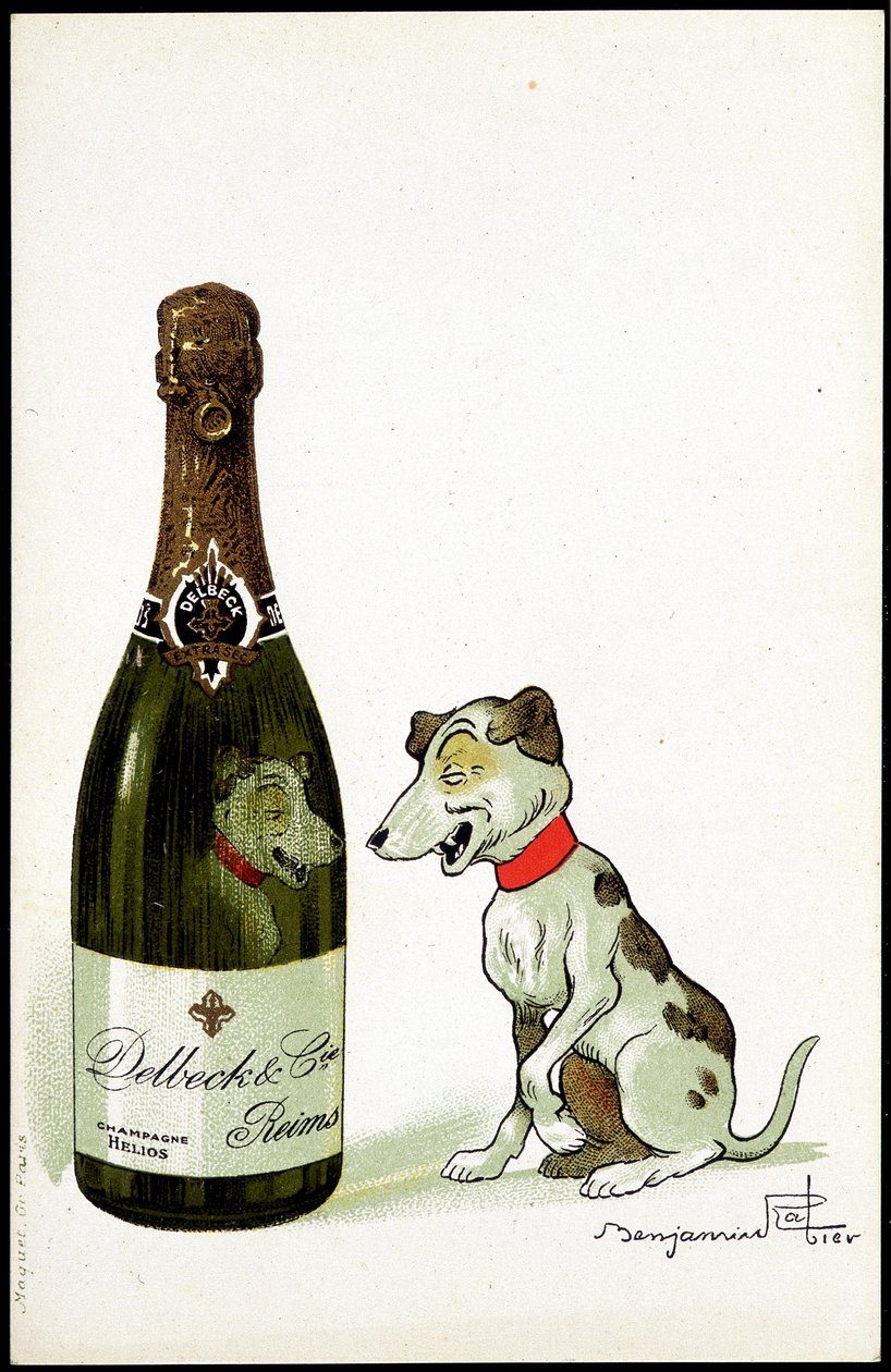 香槟纸板““Delbeck et Cie，兰斯””，插图由本杰明·拉比尔（Benjamin Rabier，1864-1939）绘制，sd。 20世纪初。 作者 本杰明·拉比尔